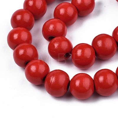Spray Painted Natural Wood Beads Strands WOOD-S053-56D-1