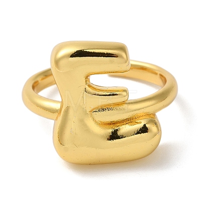 Initials Brass Open Cuff Ring for Women RJEW-N046-02E-G-1