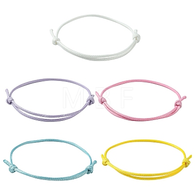 30Pcs 5 Color Adjustable Waxed Polyester Braided Cord Bracelets X1-BJEW-FZ00016-1