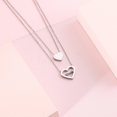 Mother's Day 304 Stainless Steel Double Layer Necklaces WG4BB53-02-1