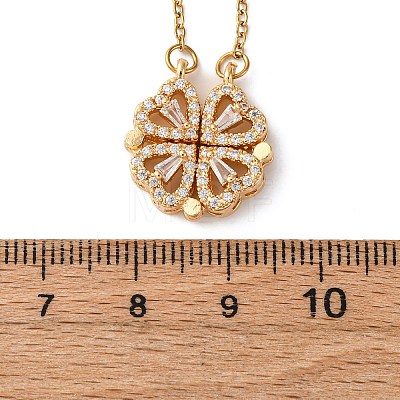 Clover 304 Stainless Steel Rhinestone Pendant Necklaces for Women LS-NJEW-M107-03G-1