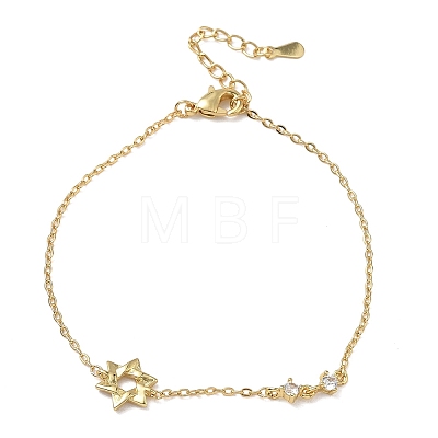 Brass Micro Pave Clear Cubic Zirconia Link Bracelets BJEW-E114-01A-G-1