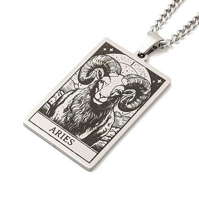 304 Stainless Steel Tarot Pendant Necklaces NJEW-A026-01P-01-1