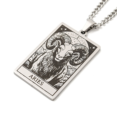 Non-Tarnish 304 Stainless Steel Tarot Pendant Necklaces NJEW-A026-01P-01-1