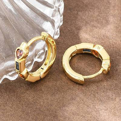 Brass Pave Cubic Zirconia Hoop Earrings KK-CBAD104-04G-I-1