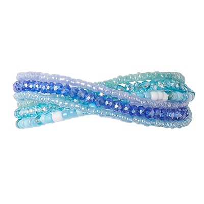 Glass Seed Beads Beaded Multi-Layer Bracelets for Women BJEW-JB12993-1