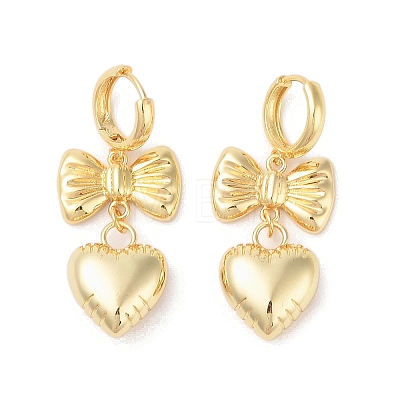 Bowknot Brass Hoop Earrings for Women EJEW-S231-03G-02-1