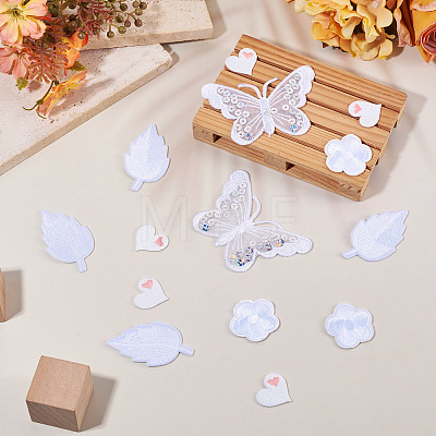 40Pcs 4 Styles Polyester Embroider Thread Iron on/Sew On Patches PATC-TA0001-45C-1