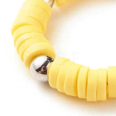 4Pcs 4 Color Handmade Polymer Clay Heishi Beads Finger Ring for Women RJEW-JR00425-1