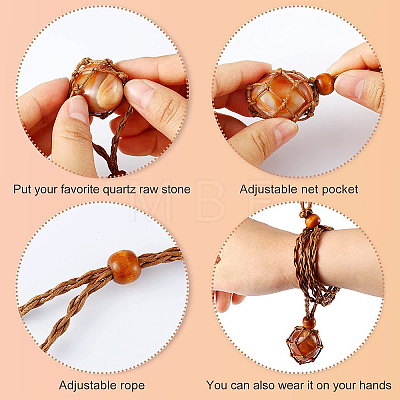 4Pcs 2 Colors Braided Wax Rope Cord Macrame Pouch Necklace Making NJEW-CJ0001-02-1