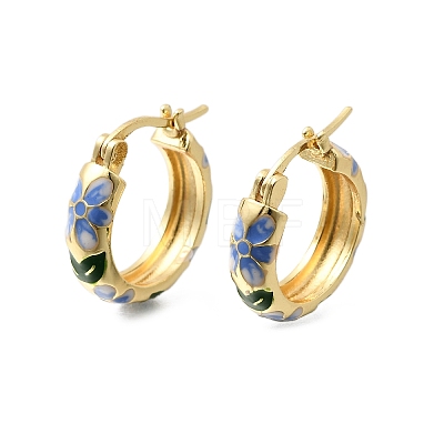 Brass Enamel Hoop Earrings for Women EJEW-K335-01G-01-1