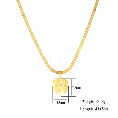 Titanium Steel Clover Pendant Necklaces with Herringbone Chains SM4957-3-1