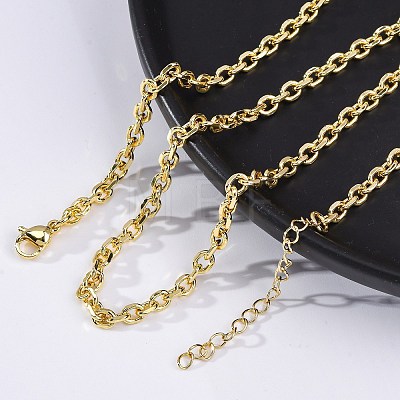 Brass Cable Chain Necklaces for Women NJEW-K282-02G-1