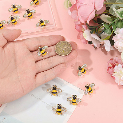 12Pcs Bees Iron Rhinestone Lapel Pin Brooches JEWB-CA0001-78-1