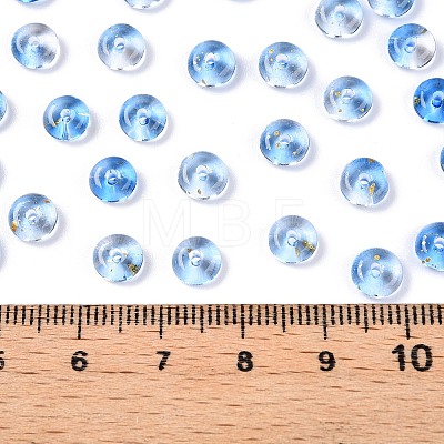 Spray Painted Transparent Glass Seed Beads SEED-T007-05H-1