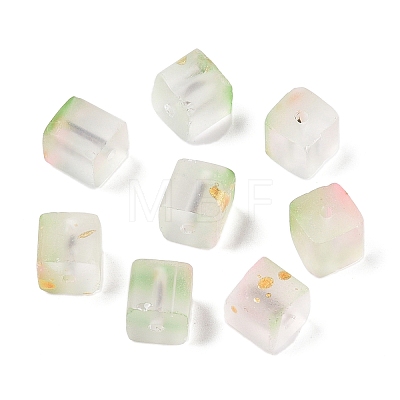Frosted Glass Beads with Golden Glitter Powder LS-DGLA-NH001-8mm-01E-1