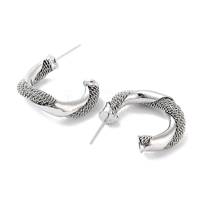 Twist Ring Brass Stud Earrings EJEW-F332-03P-1