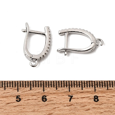 Brass Micro Pave Clear Cubic Zirconia Hoop Earring Finding KK-Z154-08P-1