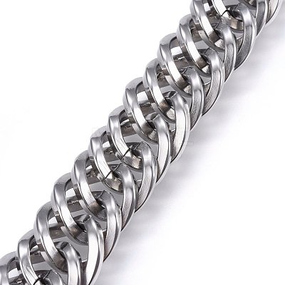 Tarnish Resistant 304 Stainless Steel Curb Chains Bracelets BJEW-E346-24P-1