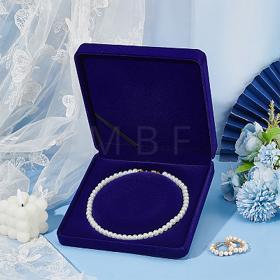 Velvet Pearl Necklace Storage Gift Boxes CON-WH0086-128B-1