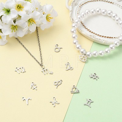 12Pcs 12 Styles 304 Stainless Steel Constellation Pendants STAS-FS0002-34-1