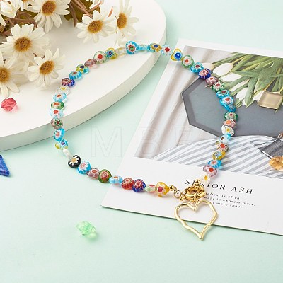 Heart Alloy Pendant Necklace for Teen Girl Women NJEW-JN03707-1