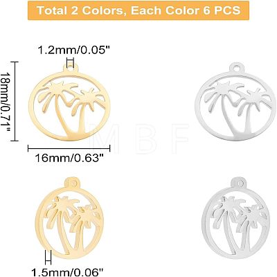 Unicraftale 12Pcs 2 Colors 201 Stainless Steel Pendants STAS-UN0029-08-1