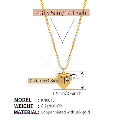 Brass Micro Pave Clear Cubic Zirconia Geometric Pendant Cable Chain Necklaces for Women WG4F4F3-02-1