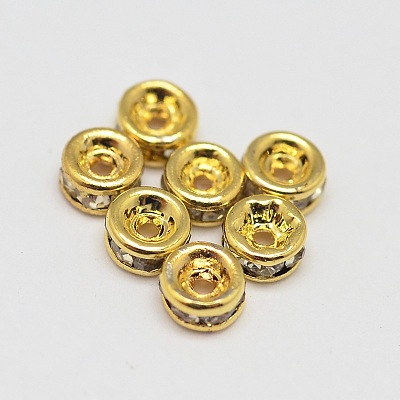 Rack Plating Rondelle Brass Grade A Crystal Rhinestone Spacer Beads RB-D300-G-1