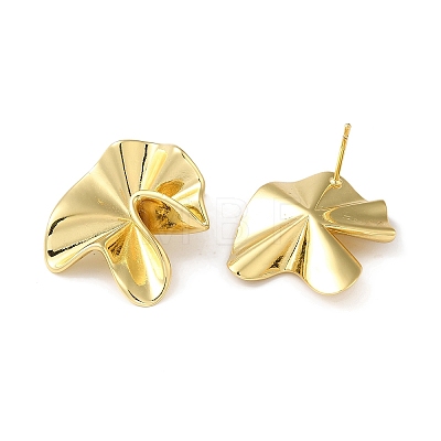 Rack Plating Brass Flower Stud Earrings for Women EJEW-Z019-16G-1