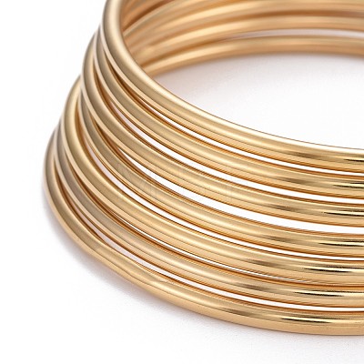 7Pcs PVD Vacuum Plating 201 Stainless Steel Plain Bangle Sets for Women BJEW-L664-022C-G02-1