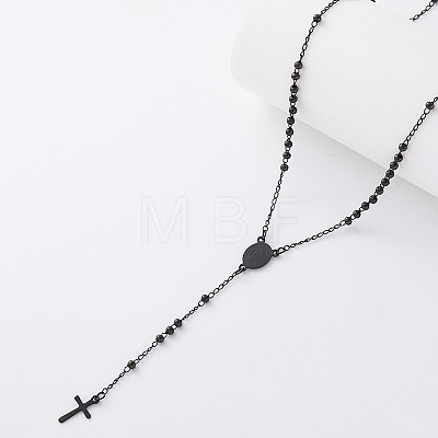 Vintage 304 Stainless Steel Round Rosary Bead Necklaces LC9339-4-1