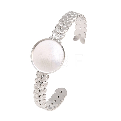 304 Stainless Steel Leaf Cuff Bangle Making LS-STAS-F366-10C-P-1