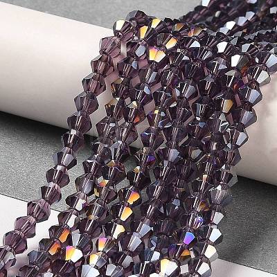 Transparent Electroplate Glass Beads Strands GLAA-F029-4mm-A04-1