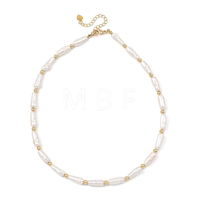Natural Baroque Keshi Pearl Column Beaded Necklaces for Women NJEW-JN06235-1