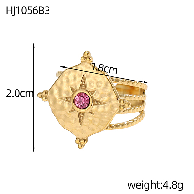 3pcs 304 Stainless Steel Micro Pave Cubic Zirconia Rings for Women STAS-OY008-25G-1