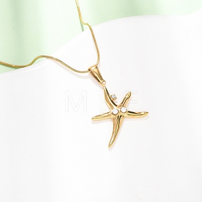 304 Stainless Steel Crystal Rhinestone Pendant Necklaces for Women NJEW-F378-01G-02-1