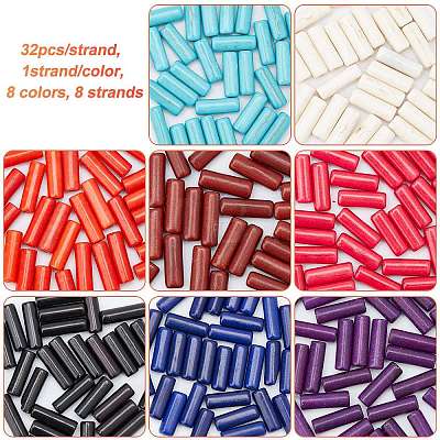 Olycraft 8 Strands 8 Colors Synthetic Turquoise Beads Strands G-OC0002-11-1