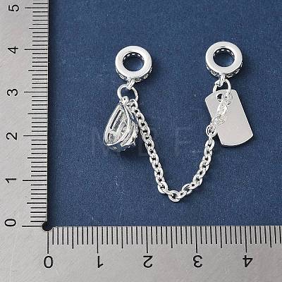 Brass Micro Pave Clear Cubic Zirconia Cable Chain European Beads KK-G531-07C-S-1