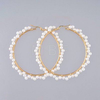 Beaded Hoop Earrings EJEW-JE03805-1