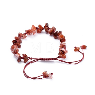 Adjustable Natural Carnelian Chip Beads Braided Bead Bracelets BJEW-JB04392-05-1