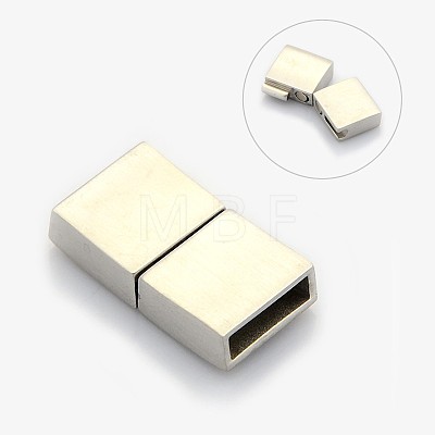 Rectangle 304 Stainless Steel Matte Magnetic Bracelet Clasps STAS-I011-04A-1
