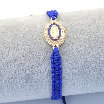 Religion Alloy Rhinestone and Enamel Link Bracelets FS-WG5574D-17-1