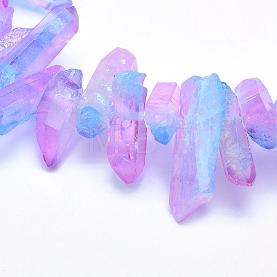 Electroplated Natural Quartz Crystal Beads Strands G-P368-06A-1