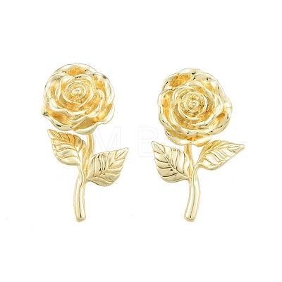 Brass Rose of Life Stud Earrings for Women EJEW-P205-02G-1