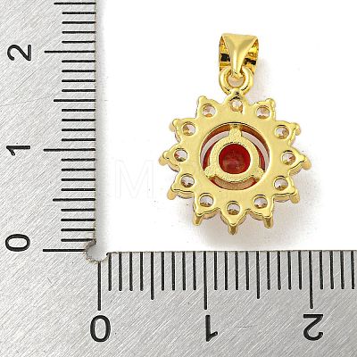 Flower Rack Plating Brass Micro Pave Cubic Zirconia Pendants KK-G513-92G-01-1