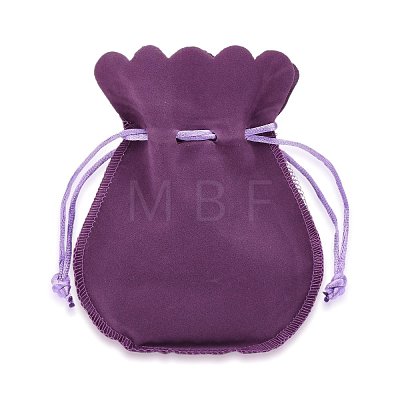 Velvet Bags Drawstring Jewelry Pouches TP-O002-B-M-1