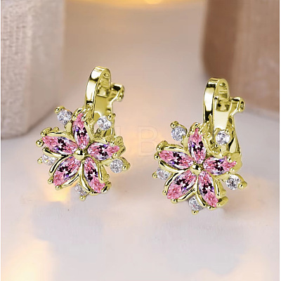 Brass Micro Pave Cubic Zirconia Clip-on Earrings WG89C97-04-1