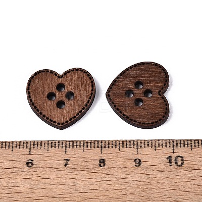 4-Hole Heart Wood Buttons BUTT-Q046-15B-1
