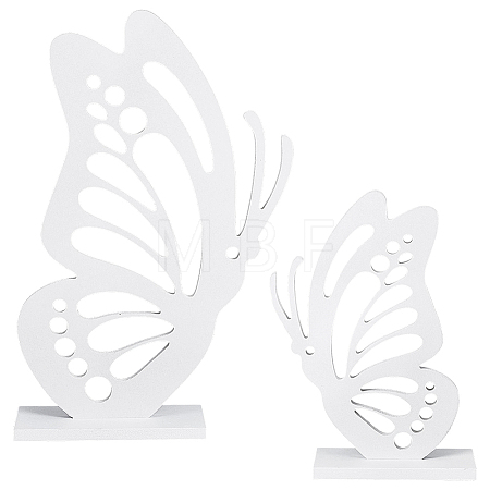 2Pcs Butterfly Wood Sculpture Display Decorations DJEW-WH0053-78-1